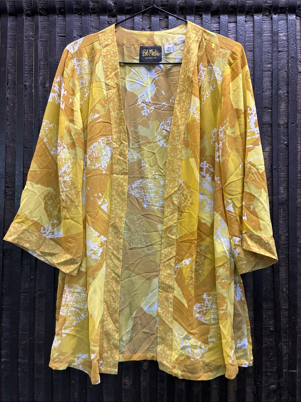 Bob Mackie Yellow & Mustard Abstract Open Kimono